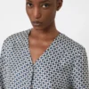 Printed silk dress, midnightblue