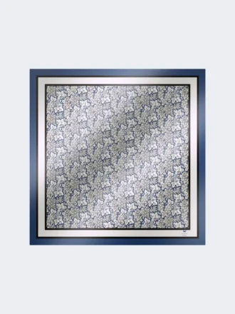 Printed silk foulard, china blue