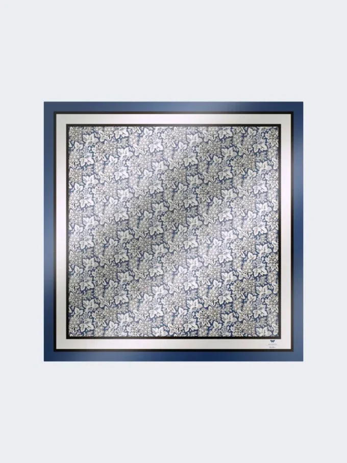 Printed silk foulard, china blue