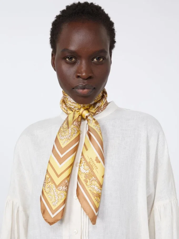 Printed silk foulard, green