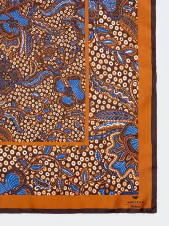 Printed silk foulard, hazelnut brown