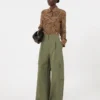 Printed silk pocket shirt, camel