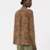 Printed silk pocket shirt, camel
