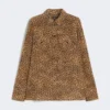 Printed silk pocket shirt, camel
