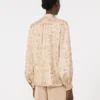 Printed silk pussy-bow shirt, albino