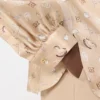 Printed silk pussy-bow shirt, albino