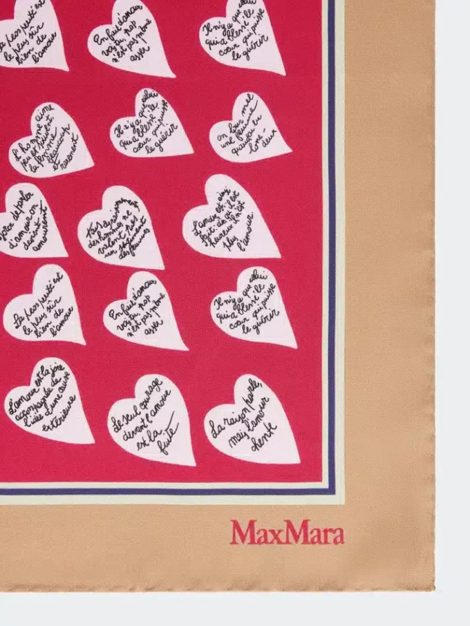 Printed silk scarf, beige
