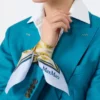 Printed silk scarf, light blue
