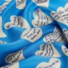 Printed silk scarf, navy