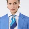 Printed silk scarf, navy