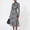 Printed silk shirt dress, ultramarine