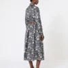 Printed silk shirt dress, ultramarine