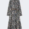 Printed silk shirt dress, ultramarine