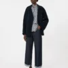 Printed silk shirt, midnightblue