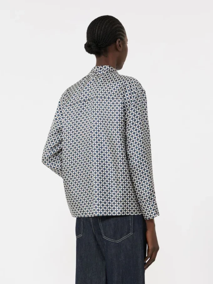 Printed silk shirt, midnightblue