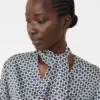 Printed silk shirt, midnightblue