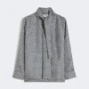 Printed silk shirt, midnightblue