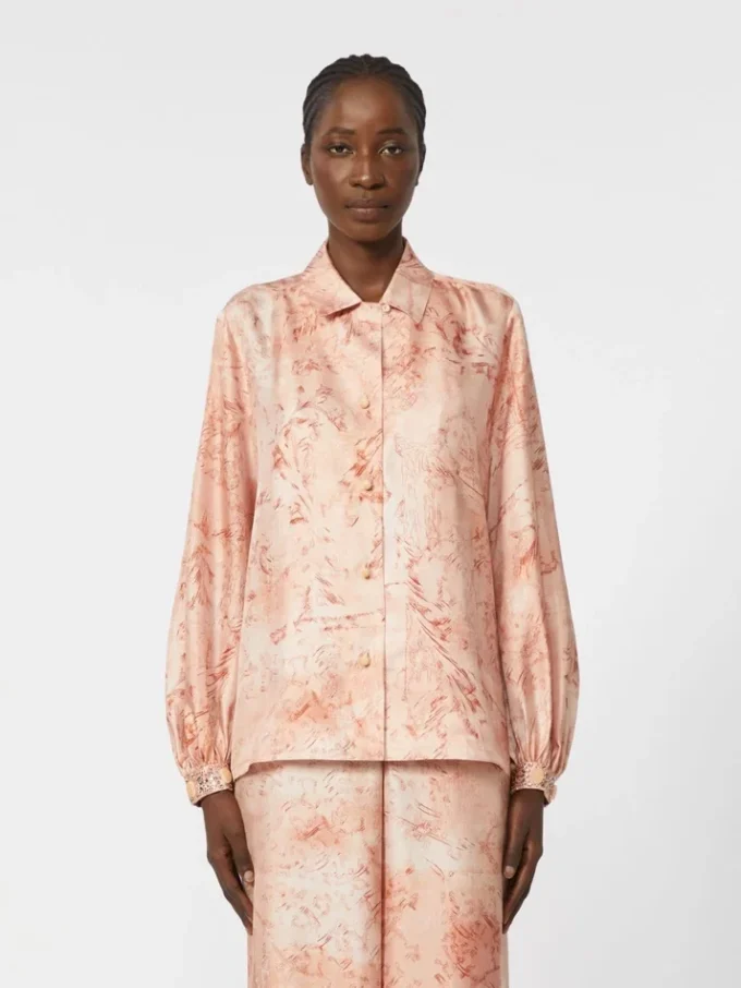 Printed silk shirt, pink Printed silk shirt, pink
