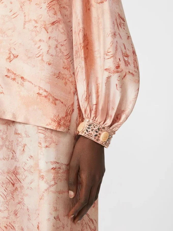 Printed silk shirt, pink Printed silk shirt, pink