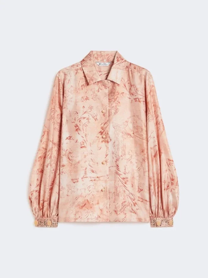Printed silk shirt, pink Printed silk shirt, pink