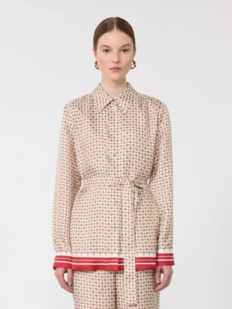 Printed silk shirt, red
