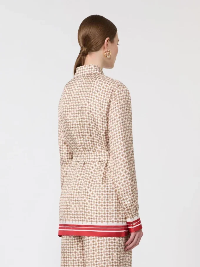 Printed silk shirt, red