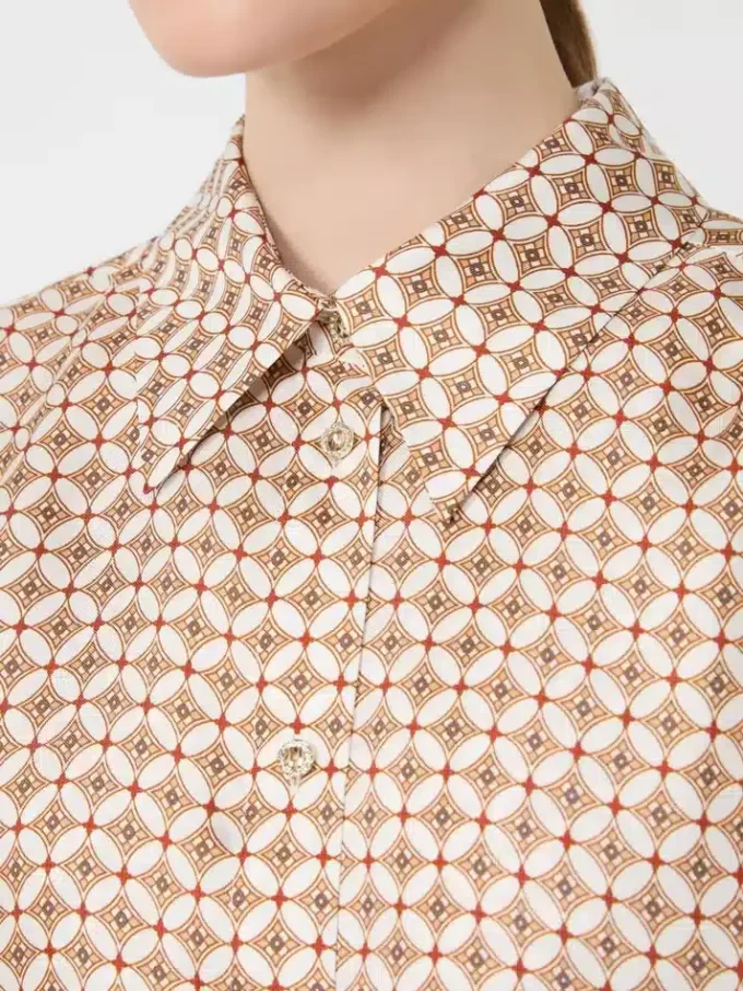 Printed silk shirt, red