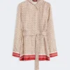 Printed silk shirt, red