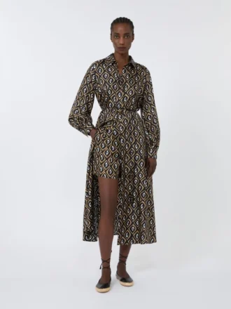 Printed silk shorts, black