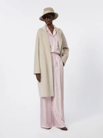 Printed silk trousers, pink