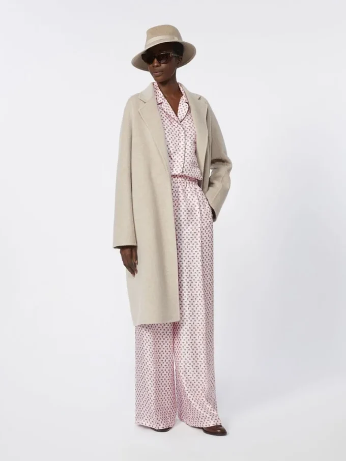 Printed silk trousers, pink