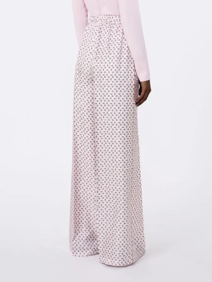 Printed silk trousers, pink