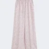 Printed silk trousers, pink