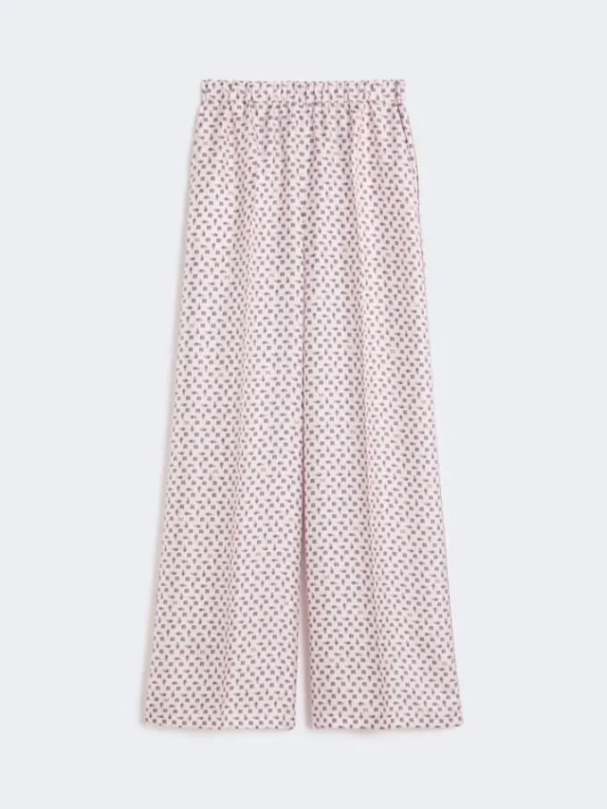 Printed silk trousers, pink