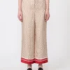 Printed silk trousers, red