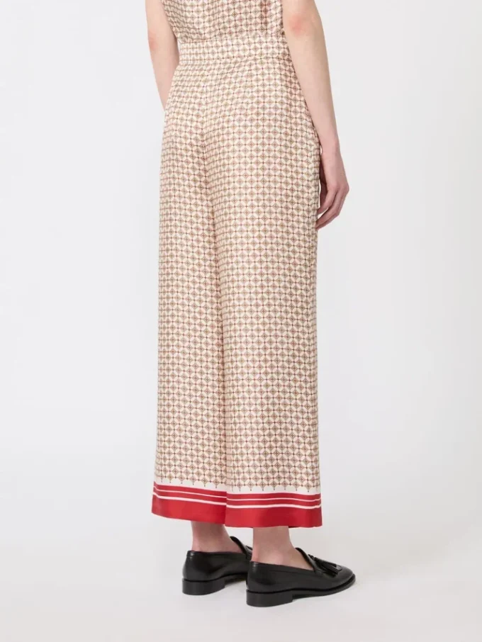 Printed silk trousers, red