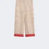 Printed silk trousers, red