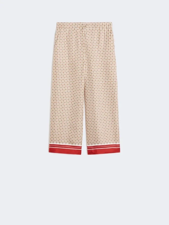 Printed silk trousers, red