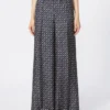 Printed silk trousers, ultramarine