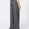 Printed silk trousers, ultramarine