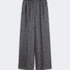 Printed silk trousers, ultramarine
