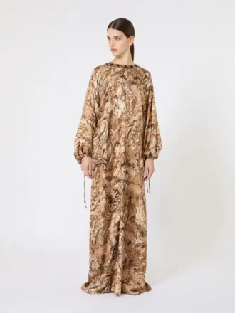 Printed silk tunic dress, gold Printed silk tunic dress, gold