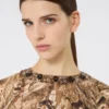Printed silk tunic dress, gold