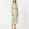 Printed silk twill dress, ivory