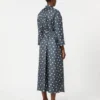 Printed silk twill dress, ultramarine