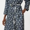 Printed silk twill dress, ultramarine