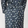 Printed silk twill dress, ultramarine