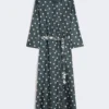 Printed silk twill dress, ultramarine