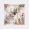 Printed silk twill oversized scarf, beige