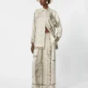 Fluid printed silk trousers, ivory